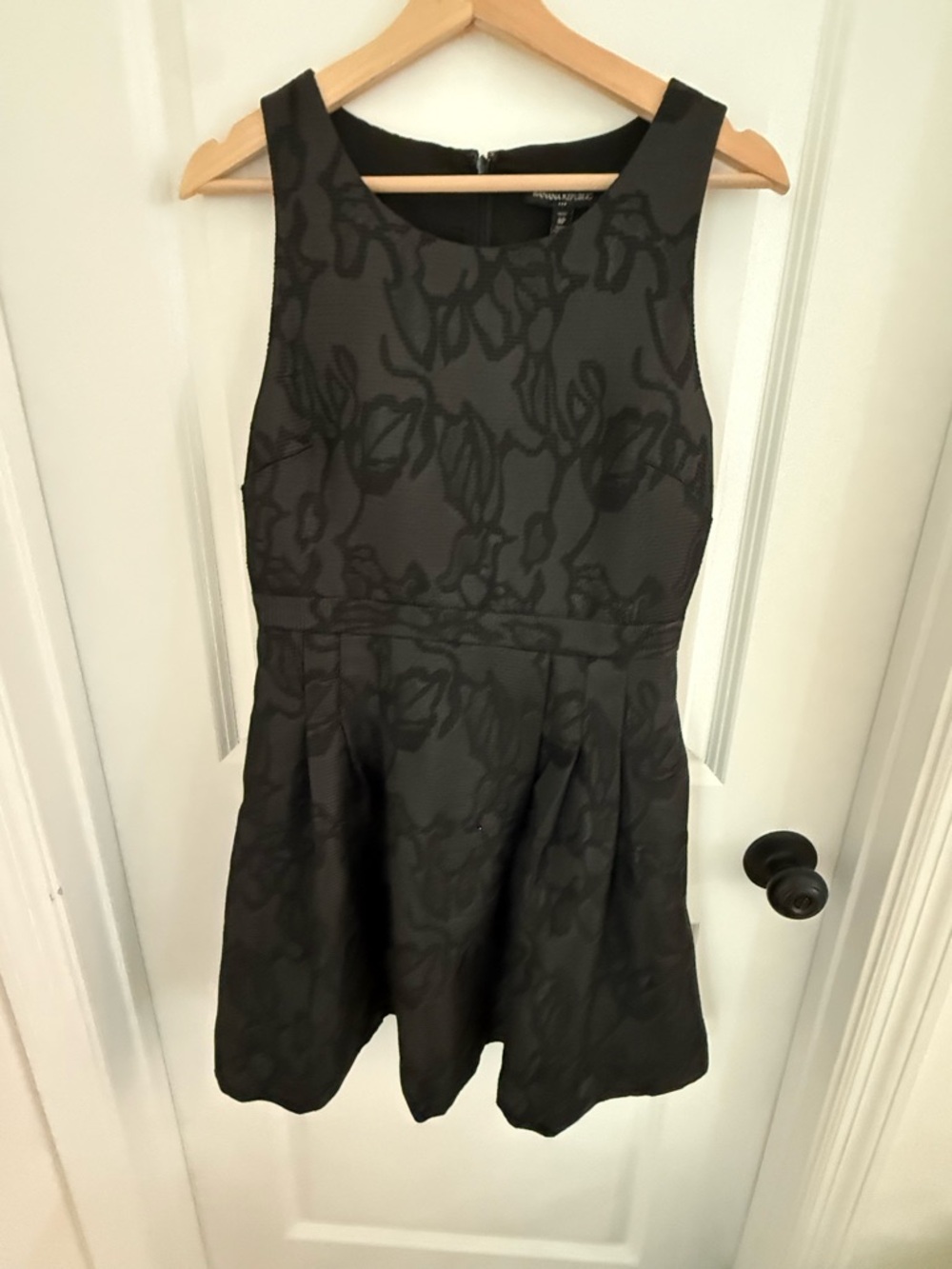 Banana Republic Black Textured Dress with Subtle Ribbing